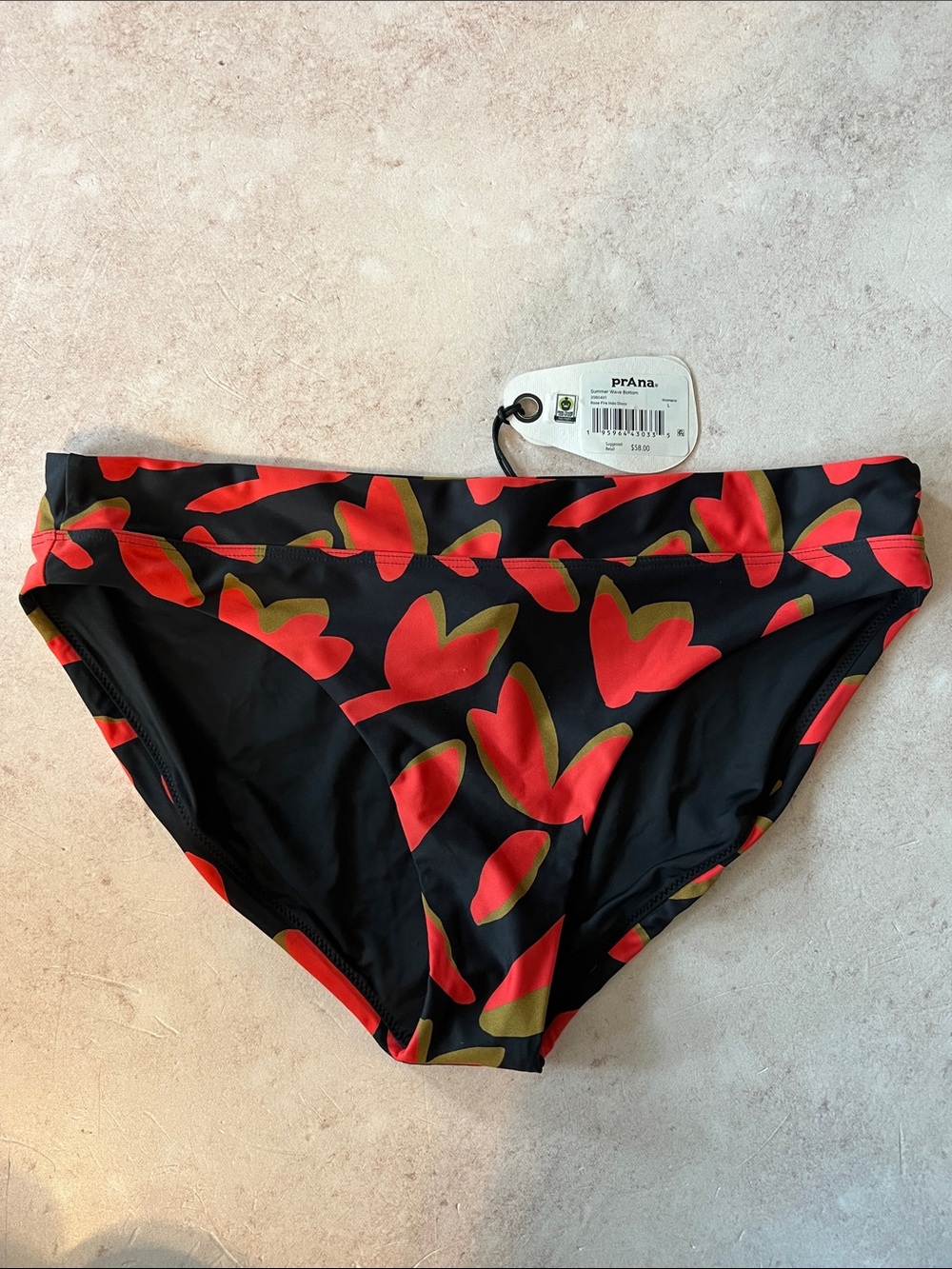Prana Summer Wave Bikini Bottoms in Rose Fire Indo Disco